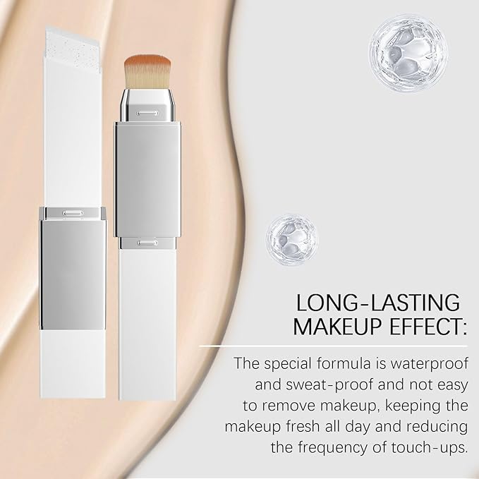 Blanc Cover Cream Stick,Korean Color-Changing Foundation Stick, Full Coverage Base Makeup， Dual-Ended with Detachable Brush for a Flawless Look (Natural)