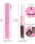 evpct Dark Brown Metallic Glitter Lip Liner and Lipstick Combo Lip Gloss Stain Set Makeup for Women Long Lasting Waterproof 24, Chocolate Metallic Shimmer Frosted Iridescent Shiny Liquid Lipstick 11