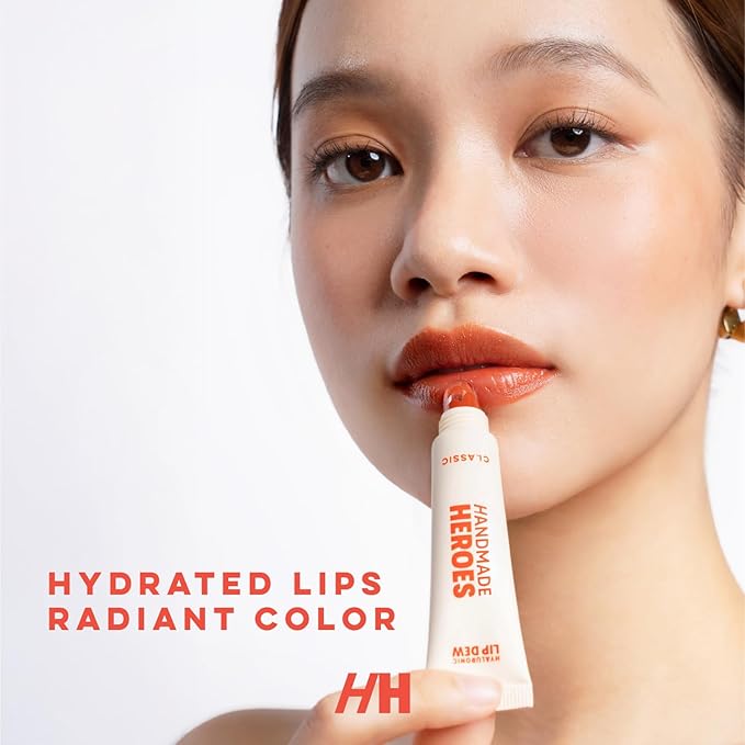 Handmade Heroes 100% Natural Vegan Tinted Lip Gloss with Hyaluronic Acid - Lightweight Moisturizing Soft Lipstick for Dry Lips - Classic (Red)