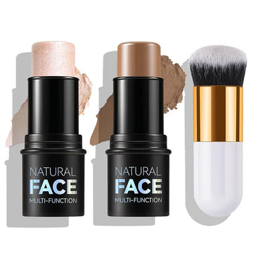Bronzer Stick Highlighter Stick Cream Contour Stick Makeup,2PCS for Women-Medium
