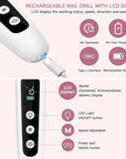 Electric Nail File Set, 9 in 1 Professional Manicure and Pedicure Kit, Cordless Nail Drill for Feet, LCD Display 10 Speeds Electric Nail Drill Machine, Hand Foot Care Tool