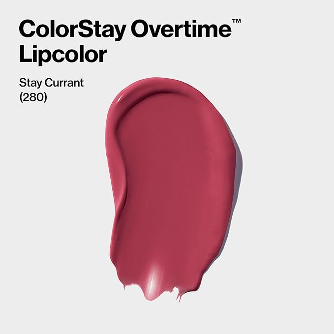 Revlon Liquid Lipstick with Clear Lip Gloss, ColorStay Overtime Lipcolor, Dual Ended with Vitamin E, 280 Stay Currant, 0.07 Fl Oz