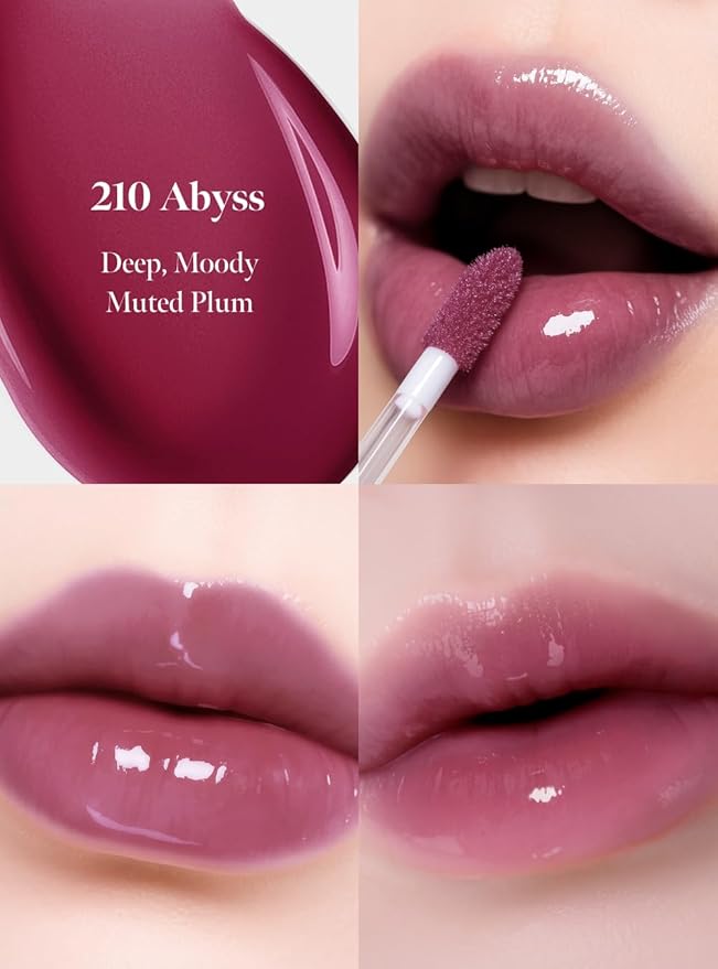 Dew Drop Tint #210 Abyss 4.5g, Hydrating, Glossy, Lightweight Lip Stain with High-shine, Long Lasting Color with Moisturizing Lip Drop, Dewy Finish, Korean Beauty Makeup