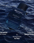BellaVita Luxury OCEAN Eau de Perfume for Men (100ml) | Fresh Aquatic Fragrance | Notes: Aqueous, Bergamot, Orchid & Jasmine | Masculine Aromatic Fragrance | Mens Parfum Gift