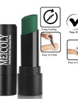 MEICOLY Green Face Body Paint Stick for Halloween SFX Cosplay Makeup,Witch Elphaba Green Face Paint, Camo Hulk Face Painting,Eye Black Stick,Waterproof Eye Black Baseball Softball Football Lacrosse
