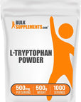 BulkSupplements.com L-Tryptophan Powder - L-Tryptophan 500mg, Tryptophan Supplement - Amino Acid Supplement, Gluten Free, 500mg per Serving, 500g (1.1 lbs) (Pack of 1)