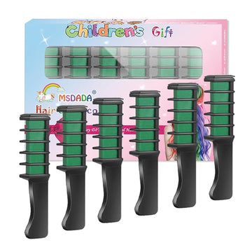 New Hair Chalk Comb Temporary Hair Color Dye for Girls Kids with Light Color Hair, Washable Hair Chalk for Girls Age 4 5 6 7 8 9 10 Birthday Cosplay DIY, St. Patrick's Day (Green)