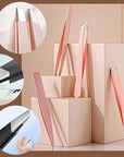 [9+1 PCS] Tweezers Kit, Tweezer for Women Facial Hair, Professional Tweezers Set, Eyebrow Tweezer, Professional Stainless Steel Eyebrow for Women &Men,Black And Pink Beauty Sets.