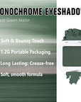 evpct Dark Green Matte Single Eyeshadow Palette, Forest Green Cream Eye Shadow Palette Makeup Singles for Older Women Matte, High Pigment Long Lasting Mini Monochrome Eyeshadow Sombra Para Ojos, 16