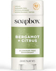 Soapbox Aluminum Free Deodorant, Bergamot & Citrus Scented Deodorant, Scented Aluminum-Free Natural Deodorants, 2.65oz