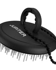 Jupiter Scalp Exfoliator - Scalp Massager Tool for Wet & Dry Hair - Ergonomic Detangler Brush - Dandruff Comb & Scrub to Remove Dandruff & Buildup and Support Circulation - Black/White
