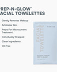 NuFACE Prep-N-Glow Facial Towelettes - 2-in-1 Exfoliating + Cleansing Makeup Remover Wipes, Hyaluronic Acid Travel Face Wipes to Hydrate & Brighten for Glowing Skin - 20 Individually Wrapped Cloths