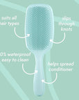 Nature Spell Detangling Hair Brush, Soft Silicone, Eliminates Knots & Reduces Breakage, Suitable for Wet & Dry Hair, Waterproof & Easy to Clean, Glossy Turquoise