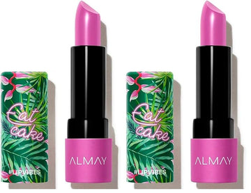 Almay Lip Vibes Lipstick with Vitamin E Oil & Shea Butter, Matte Finish, Hypoallergenic, Eat Cake, 0.14 Oz (Pack of 2)