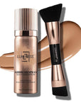 LUMINESS Silk Airbrush Spray Foundation 2-PC Kit - Foundation & Dual-Sided Angled Makeup Brush - Buildable Coverage, Anti-Aging Formula, Humidity Resistant, Hydrates & Moisturizes, Warm