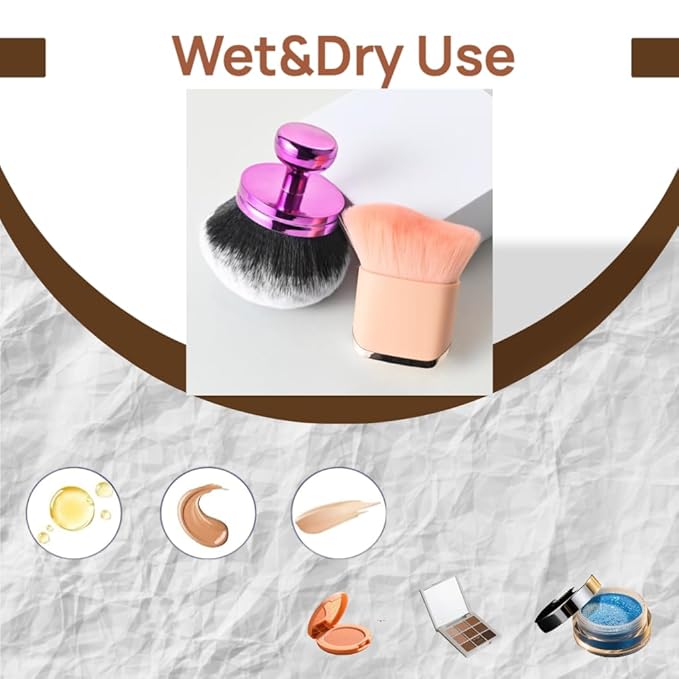 Blend & Blur Extra Large Beauty Soft Body Makeup Brush,Face Self Tanner 2 Pack—Wide Round Head Kabuki Brush Tanning Applicator Set, Powder,Professional Leg Makeup Tool with Drawstring Bag