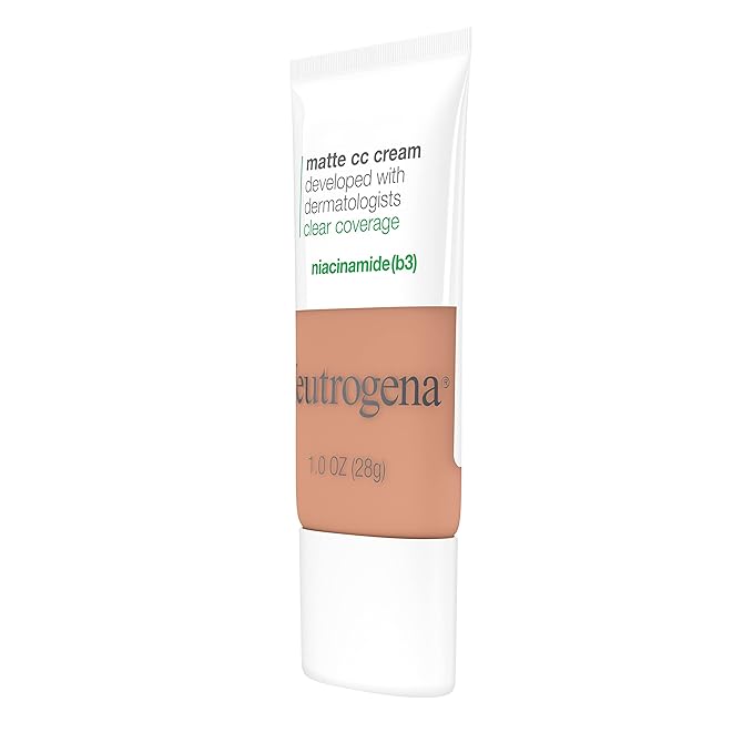 Neutrogena Clear Coverage Flawless Matte CC Cream, Full-Coverage Free, Fawn, 1 oz