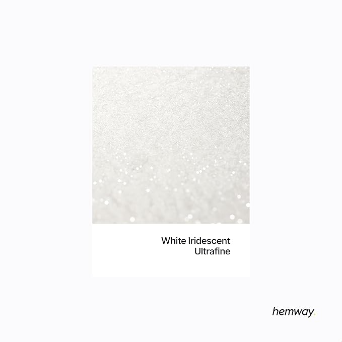 Hemway Eco Friendly Biodegradable Glitter 100g / 3.5oz Bio Cosmetic Safe Sparkle Vegan for Face, Eyeshadow, Body, Hair, Nail and Festival Makeup - Ultrafine (1/128" 0.008" 0.2mm) - White Iridescent