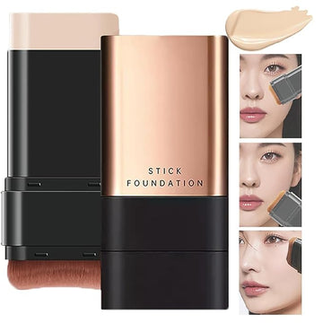 2 In 1- Luxury Anti-Wrinkle Foundation Stick, Korea Flawless Eraser Foundation Stick With Brush, Contour Stick Foundation Face Stick, Makeup Eraser Korean Foundation Stick (Ivory, 1pc)
