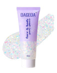 DAGEDA Rainbow Color Body Glitter Gel, Holographic Face Glitter Body Gel Rave Party Accessories, Chunky Glitters for Face Hair Nails, Cosmetic Laser Powder Festival Sequins Paint Makeup