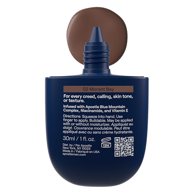 APOSTLE Reclaim Tinted Moisturizer for Men (2 Morant Bay) - Niacinamide, Vitamin E, Squalane, Hyaluronic Acid, Tinted Face Moisturizer For Men. Hydrates, Evens Skin Tone, Reduces Fine Lines, 1 Fl. Oz.