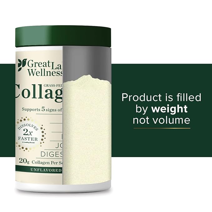 Great Lakes Wellness Collagen Peptides Powder for Skin, Hair, Nails, Joints & Digestion - Unflavored - Quick Dissolve Hydrolyzed, Non-GMO, Keto, Kosher - 20 oz