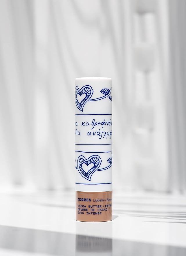 KORRES Lip Butter Stick Cocoa Butter Hydrating Lip Balm with Greek Hypericum Balsam Oil, Moisturizing Natural Shine & Subtle Tint for Soft Smooth Lips, Lip Care for Women & Men, 0.17 Oz Stick