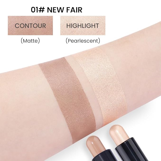 Kaely 2in1 Cream Bronzer Highlighter Stick,Face Shaping Contouring Shades Makeup,01