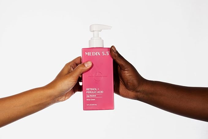 Medix 5.5 Retinol Body Lotion Skincare Moisturizer | Anti Aging Retinol Body Cream | Skin Care Tightening Lotion For Women & Men Helps Diminish Look Of Crepey Skin, Wrinkles, & Fine Lines, 15 Fl Oz