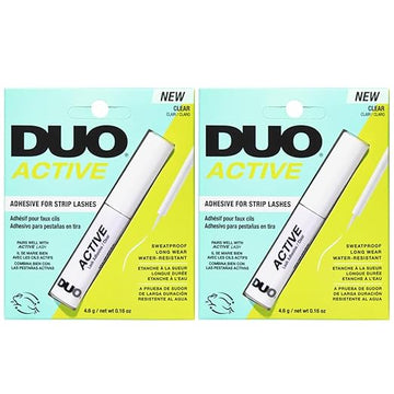 DUO Active Clear Lash Adhesive for Strip Lashes – Long-Lasting, Water-Resistant Eyelash Glue, 0.16 oz, 2 Pack