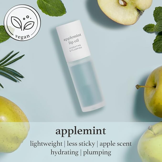 NOONI Korean Hydrating Lip Oil - Applemint | Long-Lasting, Moisturizing, Plumping, Revitalizing for Dry Lips, Waterproof, No Peel Off, Hydrating, Nourishing Crystal Clear, 0.12 FL Oz