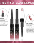Kaely 2-in-1 Matte Lipstick and Lip Liner, Liquid Lip Stain Makeup for women Long Lasting Waterproof Smudge Proof, labiales matte mate larga duracion listip 24 hours originales, 35 Mauve Pink