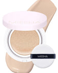 MISSHA Magic Cushion Foundation No.21 Light Beige for Bright Skin - Flawless Coverage, Dewy Finish, Easy Application for All Skin Types