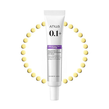 ANUA Retinol 0.1 Caffeine Revitalizing Eye Cream, Under Eye Cream For Hydration, Glow Up Eye Contour, Niacinamide, Retinol For Face, Night Cream For Eye Care, Korean Skin Care (30g/1.05oz)