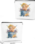 Western cosmetic bag highland cow