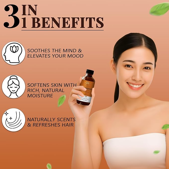 Cinnamon Essential Oil for Diffuser | 100% Pure & Natural | UNDILUTED Therapeutic Grade Cinnamon Oil | Perfect for Aromatherapy Relaxation Skin Care & More |3.38 fl. Oz