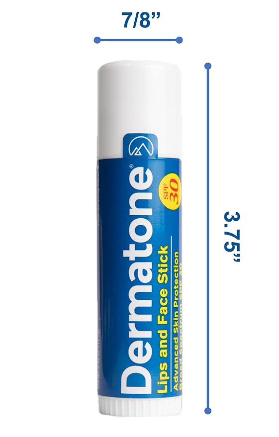 Dermatone Lips and Face Stick Stocking Stuffer | Advanced Skin Protection | SPF30, Moisturizing | Sooth & Replenish | Big Spot Stick 0.5oz