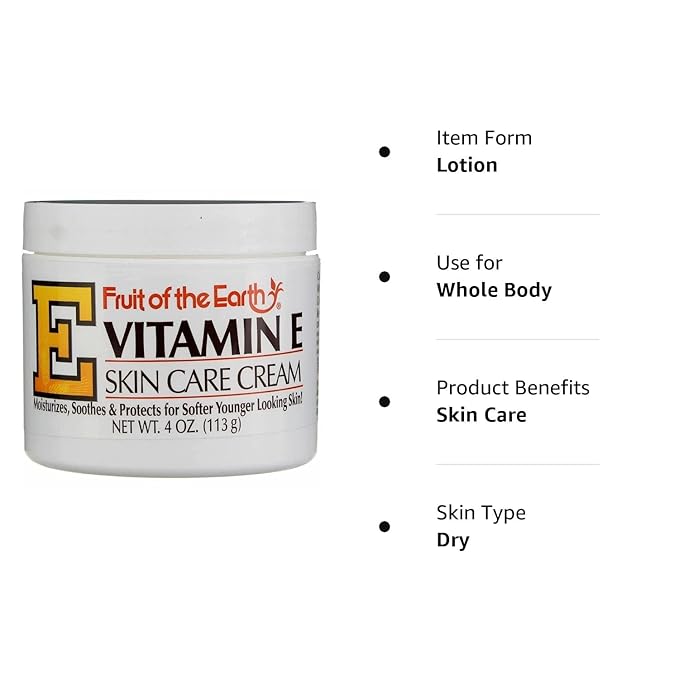 Fruit of the Earth Vitamin E Skin Care Cream 4 Ounce Cream