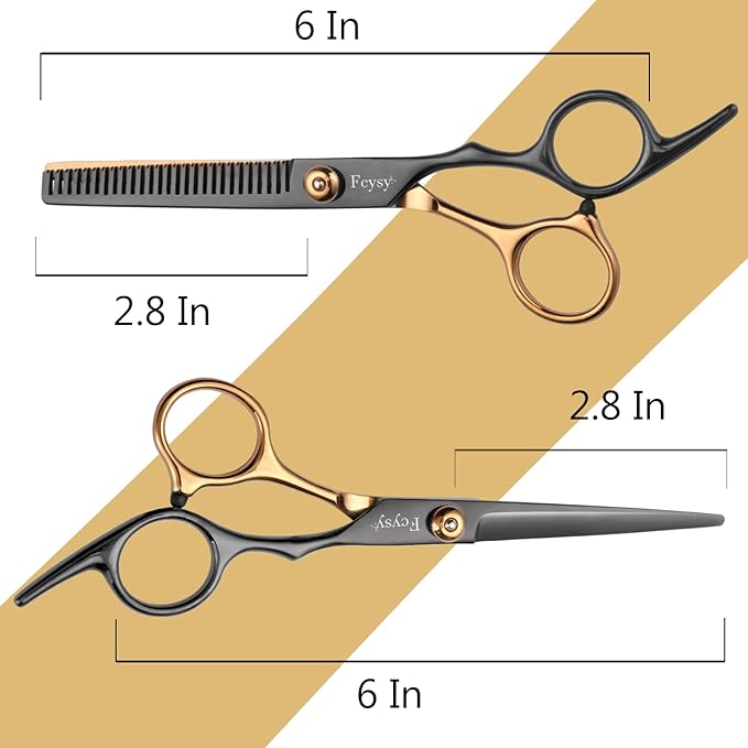 Professional Scissors for Hair, Fcysy Hair Cutting Shears Kit Barber Hairdresser Shears Thinning Scissors Set Straight Edge Razor Salon Supplies for Men, Tijeras De Peluqueria Profesional