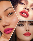 evpct 3Pcs Vermilion Rose Red Matte Long Lasting Wear Lip Liner Pencils Makeup Set for Shaping & Sculpting Lips, No Transfer Waterproof Pigmented Lip Liner Crayon lipliners Lipstick Pencil 17+19+21