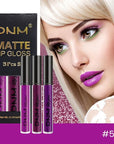 evpct 3Pcs Violet Purple Crystal Metallic Shimmer Glitter Matte Liquid Lipstick Lip Stain Sets for Women Matte+Lipstick Long Lasting Waterproof Permanent 24 Hours Magic Lipstick 24 Hours original