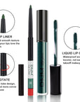 evpct 2Pcs Matte Dark Green Lipstick and Lip Liner Gloss Makeup Set matt Matte Liquid Lipstick Long Lasting Set 24H and with Lip Liner 23#