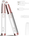 gurelax Eyebrow Trimmer for Women,Electric Eyebrow Hair Remover, Painless Brow Razor Shaper with LED Light, USB Rechargeable, Eye Brow and Face Epilator for Ladies(White)