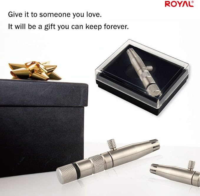 ROYAL [Made in Korea] Premium Nose Hair Trimmer for Men Silver Bullet, Manual, Battery-Free, Stainless, Waterproof, Painless with Patented Mechanism ET-3