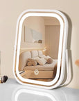 Travel Makeup Mirror with Lights, Portable Small Beauty LED Vanity Mirror with Lights, 1200mAh Battery, Dimmable Touch Screen, Tabletop Folding Compact Mirror,Women Gift