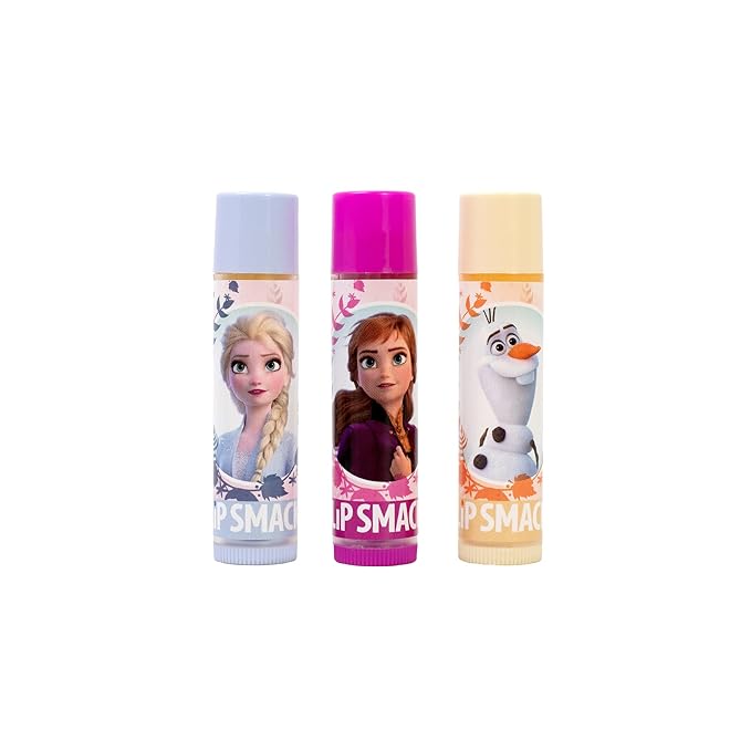 Lip Smackers Disney Frozen 2 Flavored Lip Balm - Moisturizing, Soothing Trio Mythical Juniper, Vanilla Snow-it-all, & Optimistic Berry