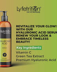 Lyfetrition Hyaluronic Acid Serum for Skin, Moisturizing and Hydrating Serum for All Types of Skin, 100% Natural Face Serum with Vitamin C & Aloe Vera (12 Fl Oz), Clear Serum, (Lyfe7581)