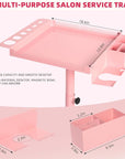 Extension Salon Tray Hair Extension Cart Tray Pink Multi-Function Extensions Rolling Tray with Blow Dryer Holder and Storage Platform