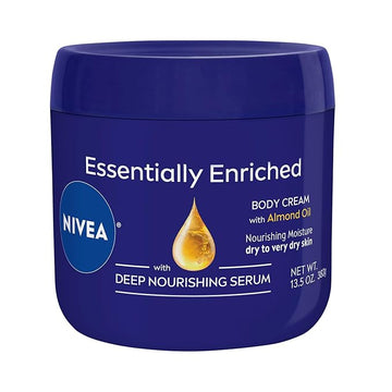 NIVEA Essentially Enriched Body Cream, Moisturizing Cream for Dry and Very Dry Skin, Enriched with Deep Nourishing Serum and Almond Oil 13.5 Oz Jar