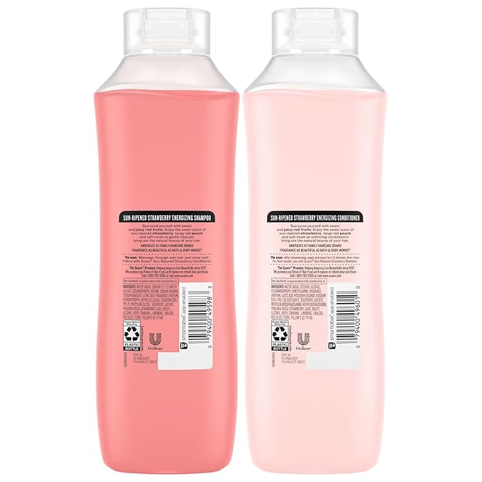 Suave Shampoo & Conditioner Set, Sun-Ripened Strawberry – Everyday Energizing Formulas with Strawberry Extract & Vitamin E, 22.5 Oz Ea (2 Piece Set)